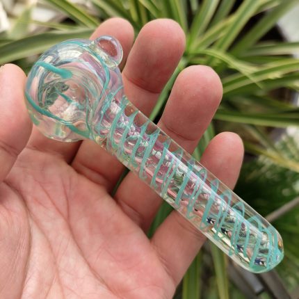 Unique Glass Pipes Blue Striped Handmade Mystery Smoking Hand Pipe Pretty Tobacco Pipes Beautiful Pipes