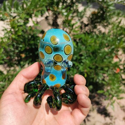 Handmade Unique Glass Pipes Green Octopus Shape Mystery Hand Pipe Pretty Pipes Beautiful Gift