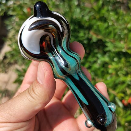 Handmade Unique Glass Pipes Green Stripes Mystery Hand Pipe Pretty Pipes Beautiful Gift