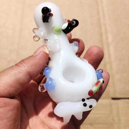 Handmade Glass Pipes Penguin Beautiful Pipe Unique Polar bear Tobacco Pipe Delicate Fish Smoking Pipes Pretty Hand Pipe