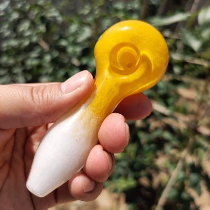 Handmade Yellow Unique Glass Pipes White Mystery Hand Pipe Pretty Pipes Beautiful Gift