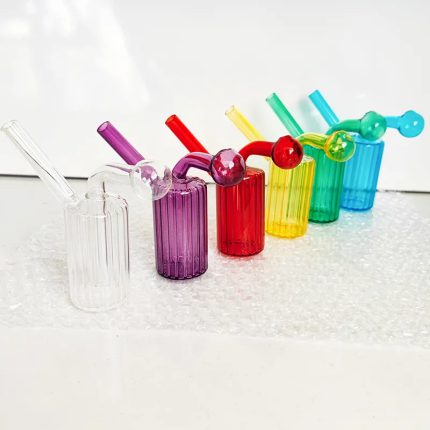 Oil Burner Water Bong Bubbler Hookah Pipe Dab Rig Smoking Pipes integrated Portable Colorful Thick Glass Percolater Bongs Clear big head Bowl Shisha for Smoker Gift