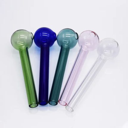 Mix Color Oil Burner Glass Pipes 3.9 inch Thick Glass Tube Handcraft Smoking Pipe Tobacco Water Bubbler Nail Tips Clear Green Pink Yellow Blue High Quality Wholesale