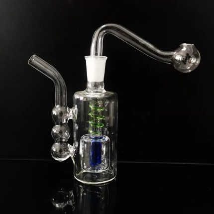 Mini Glass Pipe Oil Burner Bong Cute Hookah Set Dab Rig Smoking Pipes Water Bubbler Colorful Percolater Bongs with 10mm Male Joint Tobacco Bowl and Hose Small Shisha