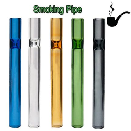 Pyrex Smoking Tubes Hand Nail Pipes Tobacco Filters Tips Flat Round Mouth Glass Pipe for Rolling Papers Thick Clear Pink Gray Yellow Green Mix Color 3.6 inch Wholesale