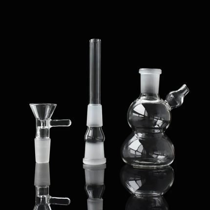 Small Mini Smoking Pipe 14mm Female Clear Hookah Set TwoType Glass Percolater Bong Dab Rig with Tobacco Bowl Shisha Diposable Gourd Shape 3.4 inch Glass Pipes