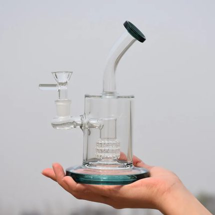 7.5 inch Thick Smoking Pipe Dab Rig in Hookahs Shisha Pyrex Green Glass Bong Clear Percolator Bongs Water Bubble Pipes With 14mm Male Joint Glass Bowl Smokers Gift