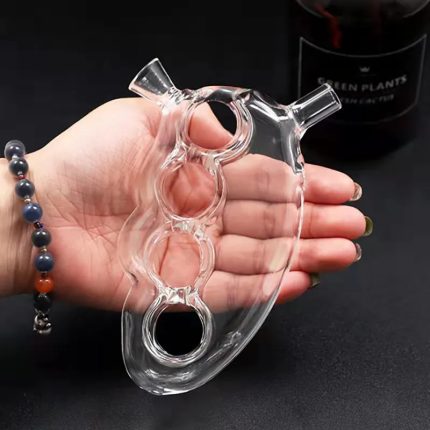 Clear Portable Glass Water Pipe Hand Pipes with Four Finger Holes Thick Pyrex Oil Burner Tobacco Smoking Tube New Type Recycle Bubbler Glass Tubes Cool Gifts