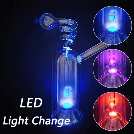 LED Color Change Hookahs Handcraft Glass smoking Pipe 5.5 inch Height Dab Oil Rig Lights Bongs Hookah Tobacco Bowl Portable Shisha Percolater Bubbler Water Pipes