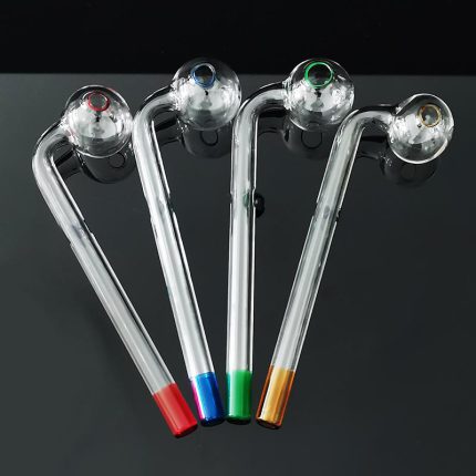 Hand Pipes Glass Oil Burner Pipe Clear Smoking Tubes Tobcco Dry Herb Big Ball Water Bubbler Thick Glass Tube 6.1 inch Pyrex Nail Tips Mix Colors Wholesale Smokers Gift