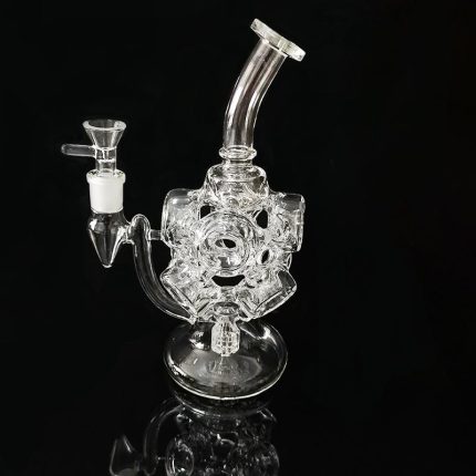 Smoking Pipe Eight circle Clear Glass Water Bong Recycler Dab Rig Bongs with Percolater Hookahs 14mm Male Glass bowl 9.4 inch Tall Heavy Transparent Thick Pyrex pipes